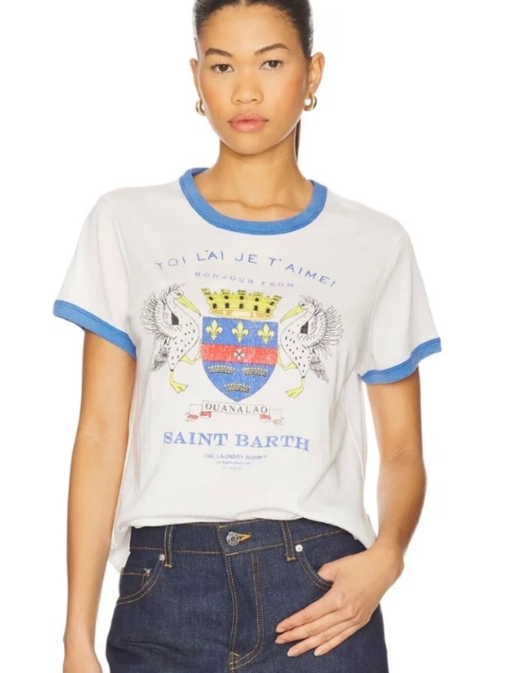 THE LAUNDRY ROOM, Saint Barth Crest - Perfect Ringer Tee – Size: M